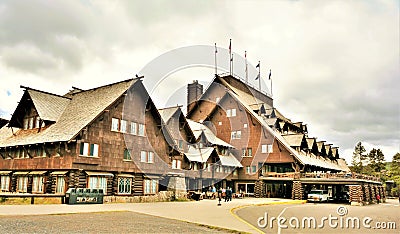 Old faithful Inn in Wyoming Editorial Stock Photo