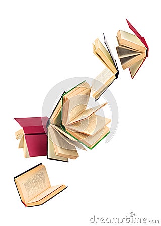 Old falling books Stock Photo