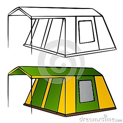 Old family camping tent Vector Illustration