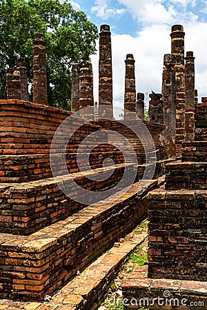 Old famous temple, Wat Yai Chaimongkol Ayutthaya, Thailand, Ayuthaya Stock Photo