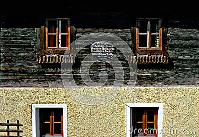 old farm house with metal sign of administrative units Editorial Stock Photo