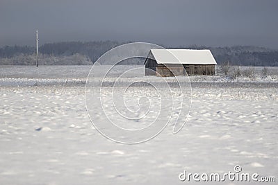 Old farm house in winter Stock Photo