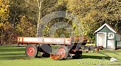 Old farm trailer Stock Photo