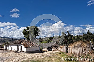 Old farm village in the Andean highlands Stock Photo