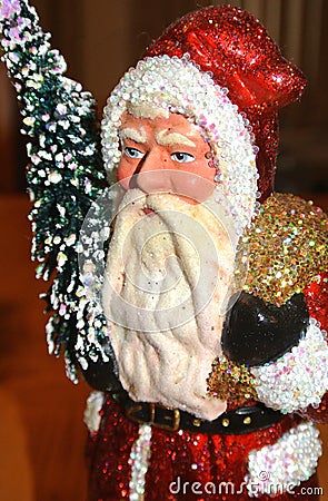 Old Fashion Santa Claus Luxury Gold and Crsystal Christmas figurine Stock Photo