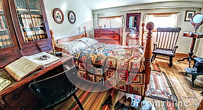 Old Fashioned Bedroom, Wade House Historic Site Editorial Stock Photo