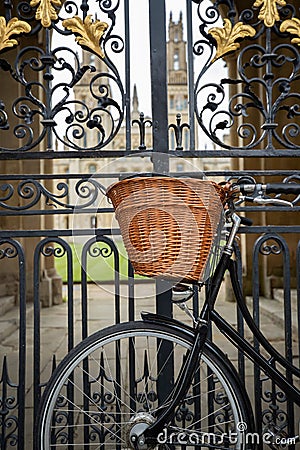 Old Fashioned Bicycle Outside All Souls University College Building In Oxford UK Stock Photo