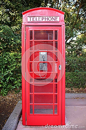 Old Fashioned British Style Red Telephone Booth Box Stock Photo