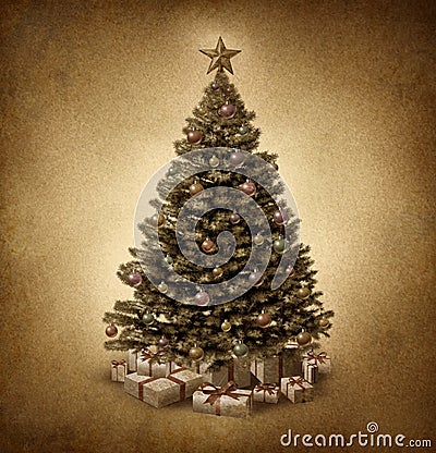 Old Fashioned Christmas Tree Stock Photo