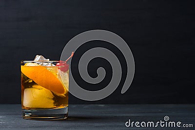 Old fashioned cocktail Stock Photo