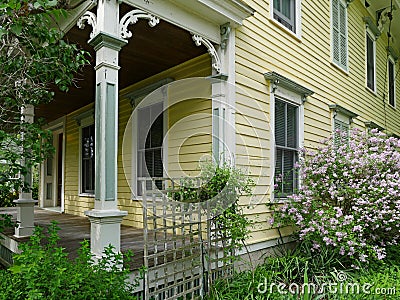 Old fashioned colorful painted clapboard house Stock Photo