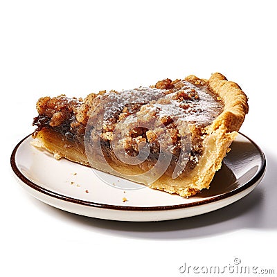 Old-Fashioned Delight: Scrumptious Shoofly Pie Isolated on White Background - Generative AI Stock Photo