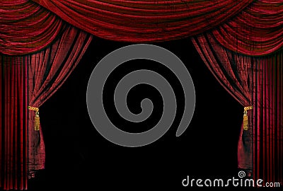 Old fashioned, elegant theater stage drapes Stock Photo