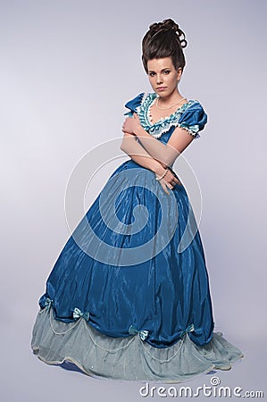 Old Fashioned Girl In Blue Dress Stock Photos - Image Old Fashioned Girl In Blue Dress Stock Photos - Image