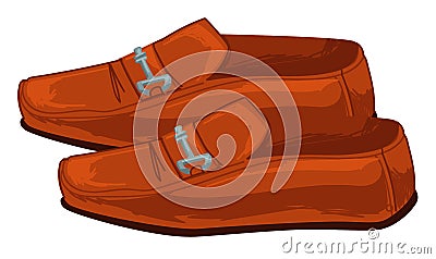 Old fashioned leather shoes for men, 1980 style Vector Illustration