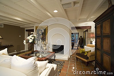 Old Fashioned Living Room In House Stock Photo
