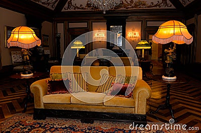 Vintage Palace Interior, Old-Fashioned Living Room, Editorial Stock Photo
