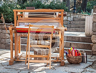 Old-fashioned loom Stock Photo