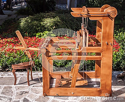 Old-fashioned loom Stock Photo