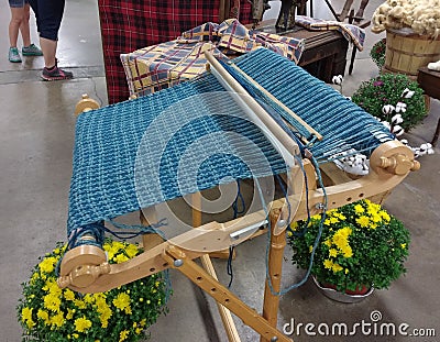 Old Fashioned Loom on Display at a Popular County Fair, Pennsylvania, USA Editorial Stock Photo
