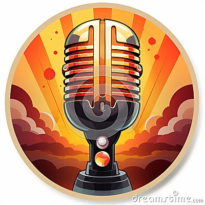 an old fashioned microphone icon on a white background Stock Photo
