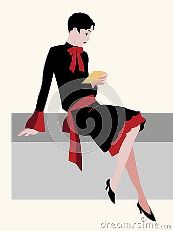 Old-fashioned model Vector Illustration