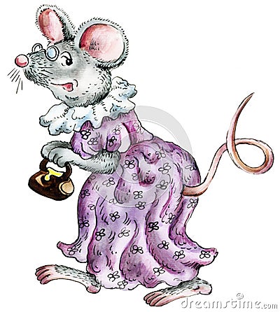 Old-fashioned mouse cartoon illustration Cartoon Illustration