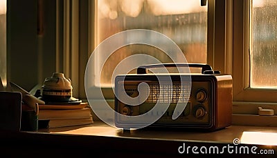 Old fashioned radio on table brings nostalgia home generated by AI Stock Photo