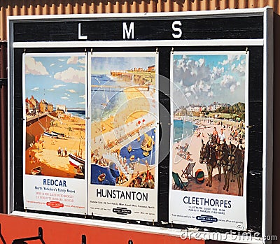 LMS Railway Destination Advertising Posters Editorial Stock Photo