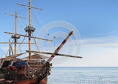 Old fashioned ship in sea Stock Photo