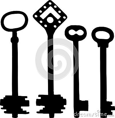 Old fashioned skeleton keys Vector Illustration