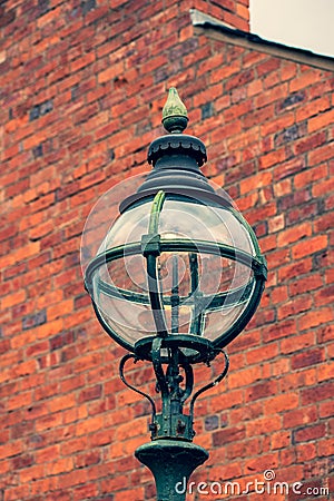 Old fashioned street light, round shape. Stock Photo