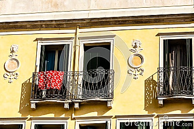 Old fashioned traditional windows in Venice, Italy Stock Photo