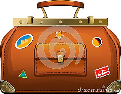 Old-fashioned travel bag (valise) Vector Illustration