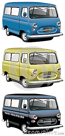Old-fashioned van set Vector Illustration