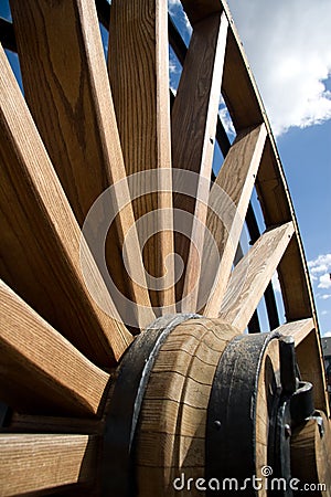 Old fashioned wagon wheel Stock Photo