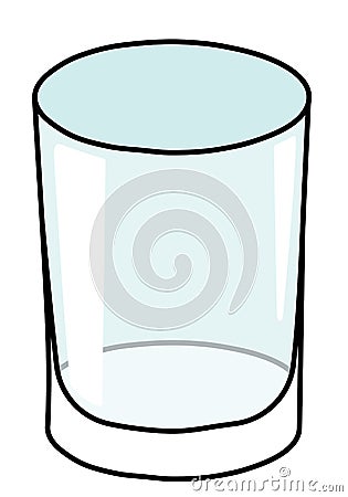 Old fashioned whiskey tumbler rocks cocktail glass. Stylish doodle cartoon style gin colored vector illustration. For Vector Illustration