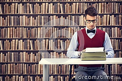 Old-fashioned writer Stock Photo