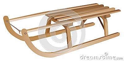 Old-fashionned wooden winter luge Vector Illustration