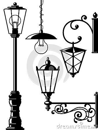Old-fasioned lanterns Vector Illustration