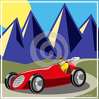 Old fast race car Vector Illustration