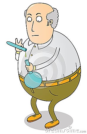 Old fat scientist Vector Illustration