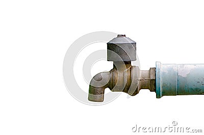 Old faucet on the white background Stock Photo