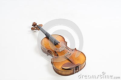 The old fiddle, isolated on white background. Viola, Instrument for music Stock Photo