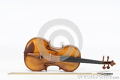 The old fiddle, isolated on white background. Viola, Instrument for music Stock Photo