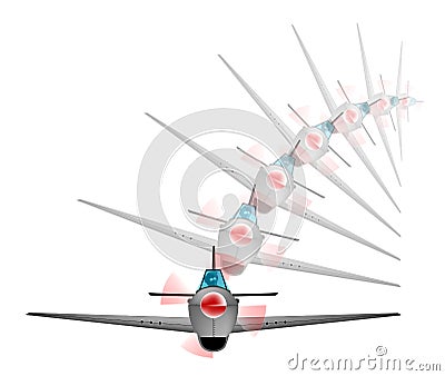 Old Fighter Plane Speed Impresion Vector Illustration