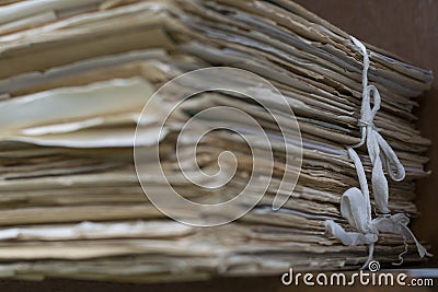 Old files in old folder Stock Photo