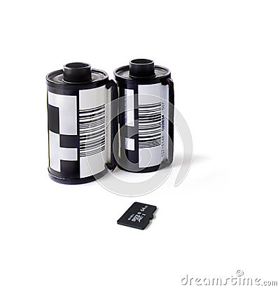 Old Film Camera Cartridges Stock Photo