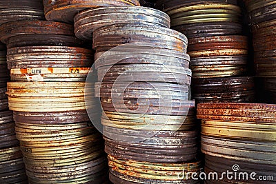 Old film canisters Stock Photo