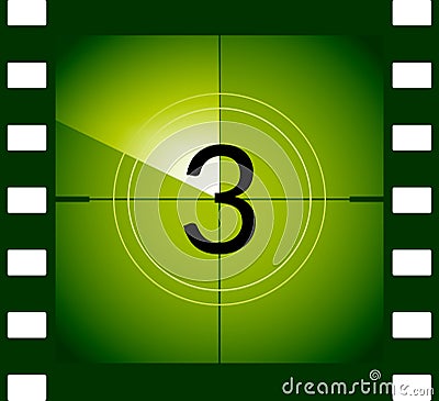 Old film movie countdown frame. Old vintage retro cinema vector timer count Vector Illustration